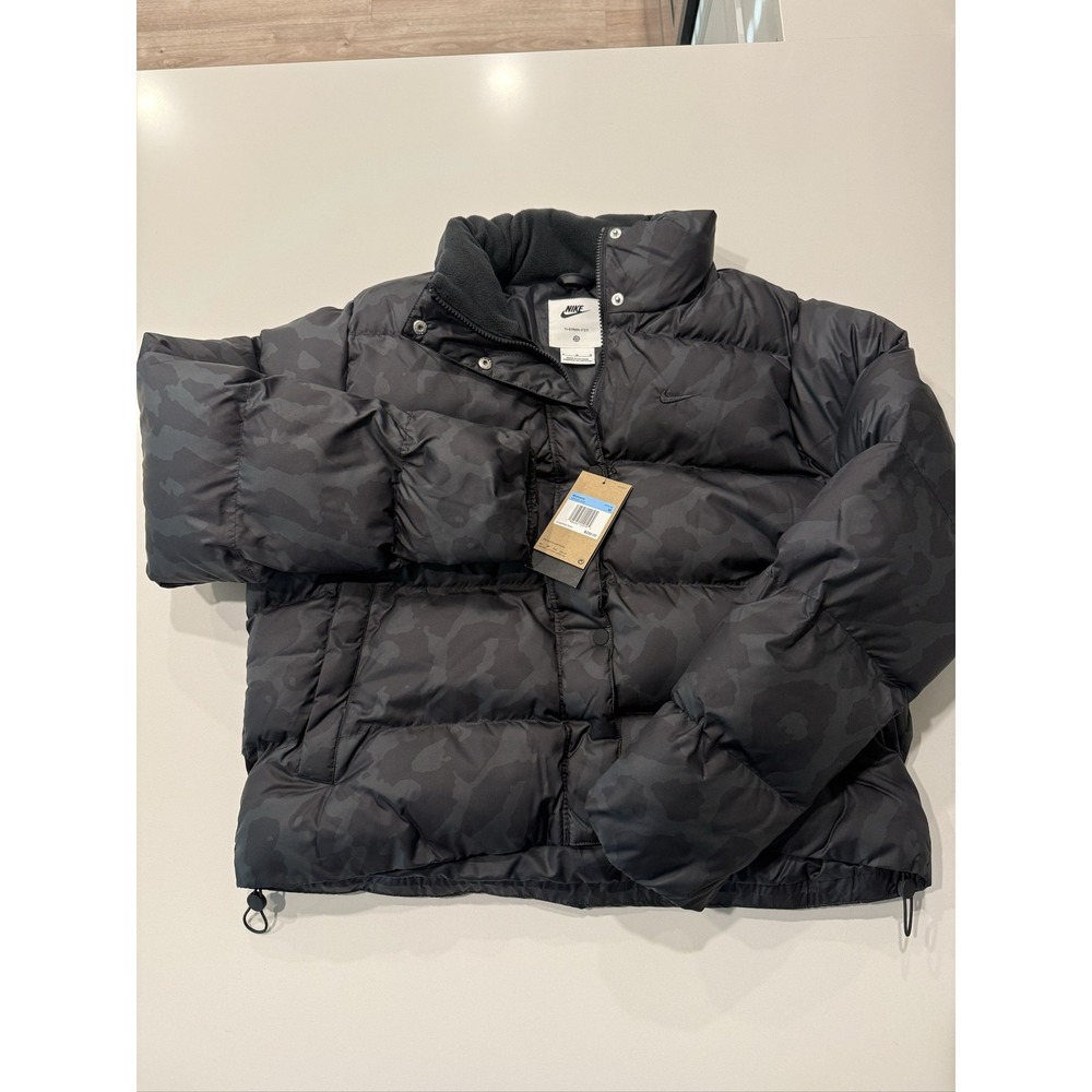 Nike Therma-Fit Women's Puffer Jacket Black Leopard Print Size M HV5101-010